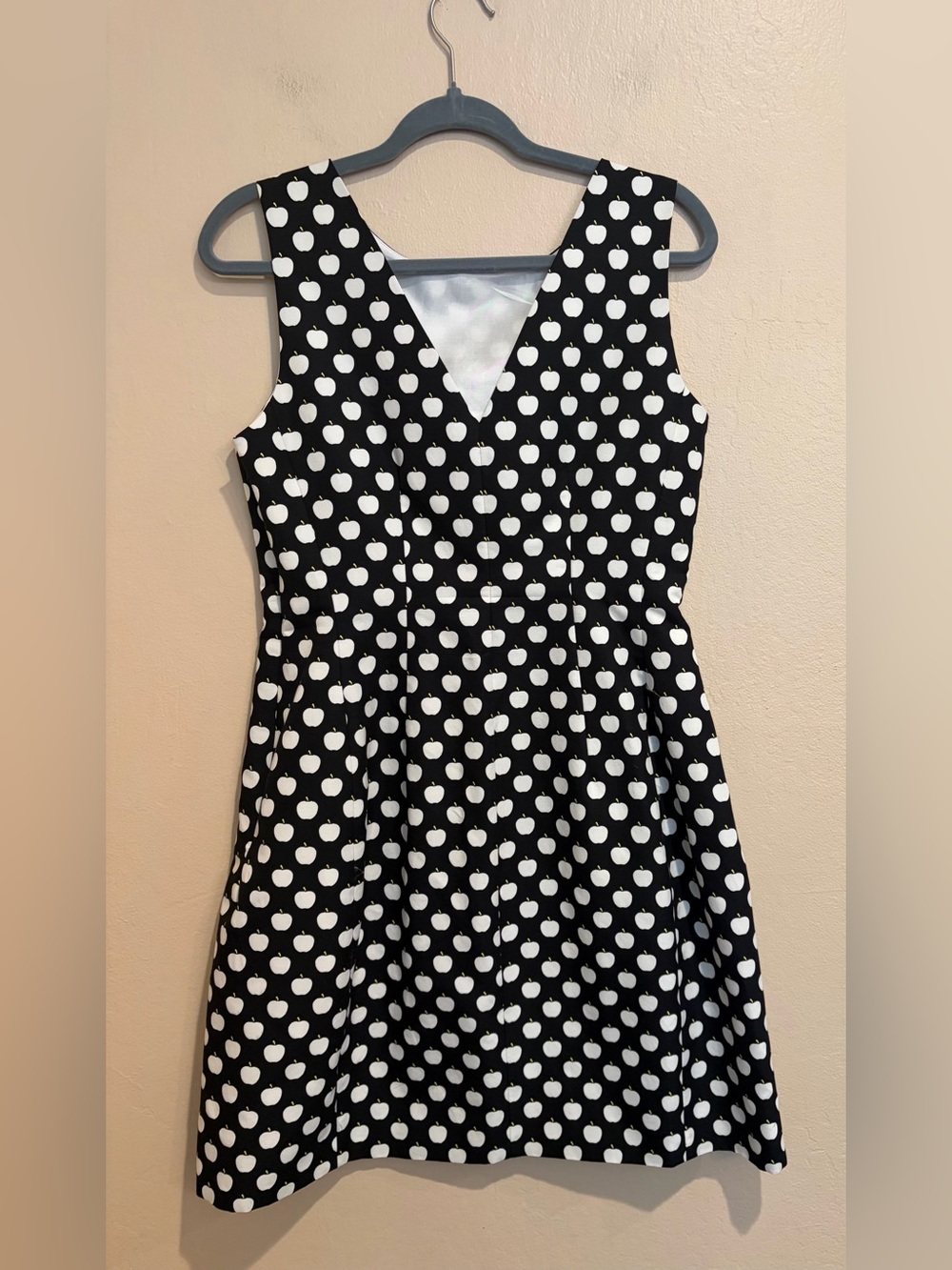 Kate Spade Black Midi Dress w/ Little White Apples All Over, Cute Teacher Vibes - Picture 2 of 8
